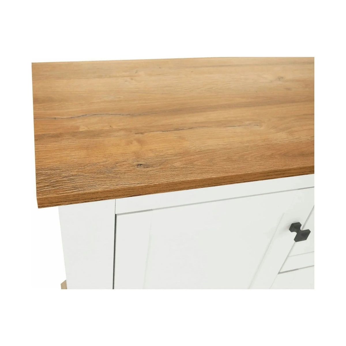 Comoda LEON MZ9, alb, stejar grand, PAL laminat/metal, 180x45x87 cm