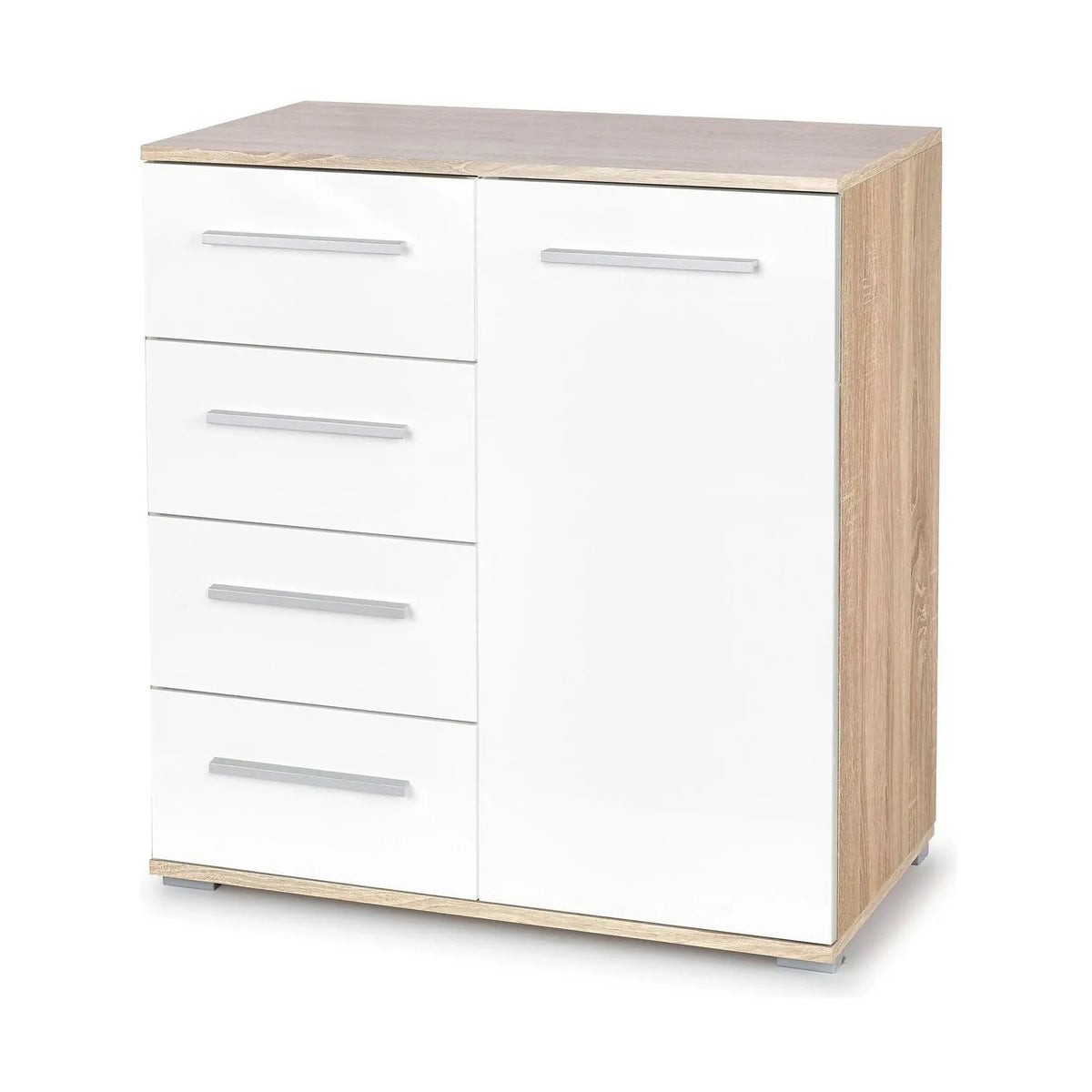 Comoda LIMA KM2, alb/stejar sonoma, PAL, 77x40x82 cm