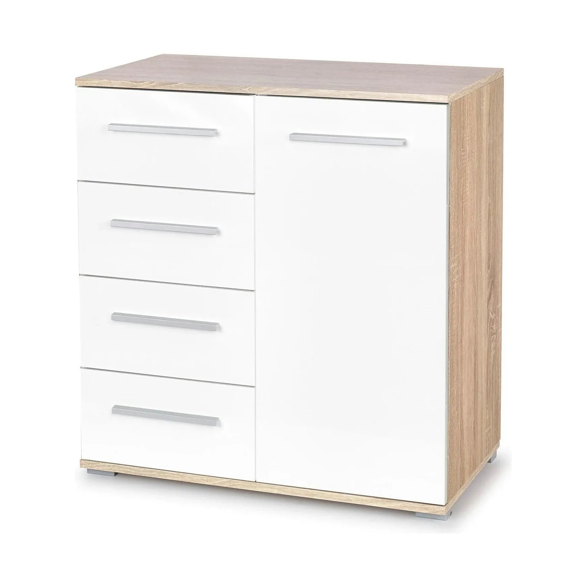Comoda LIMA KM2, alb/stejar sonoma, PAL, 77x40x82 cm