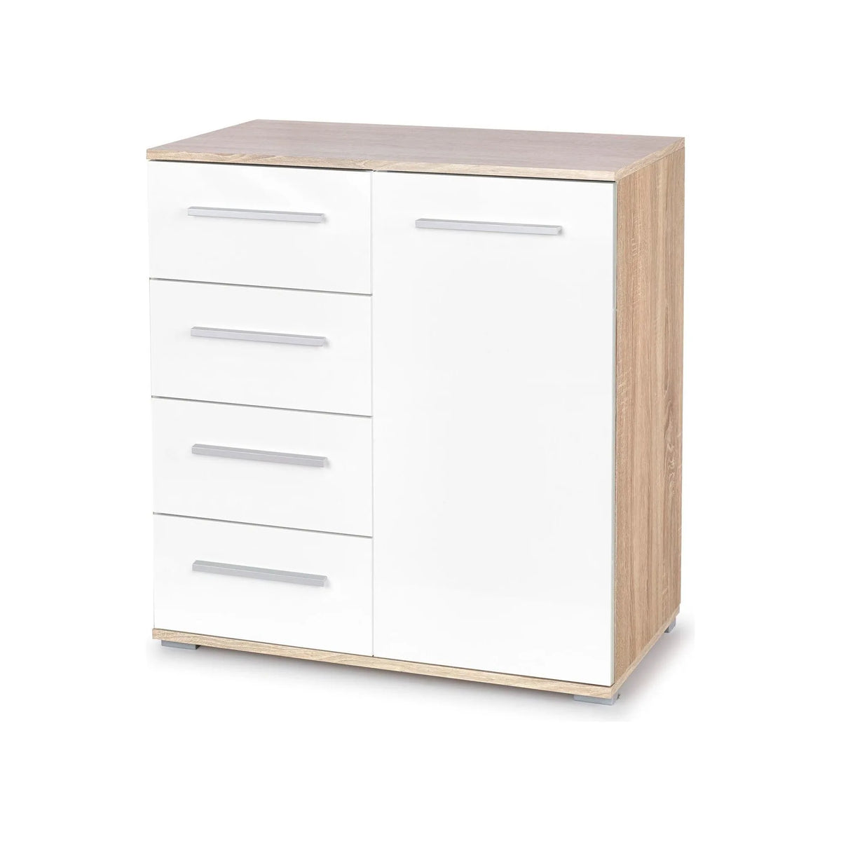 Comoda LIMA KM2, alb/stejar sonoma, PAL, 77x40x82 cm