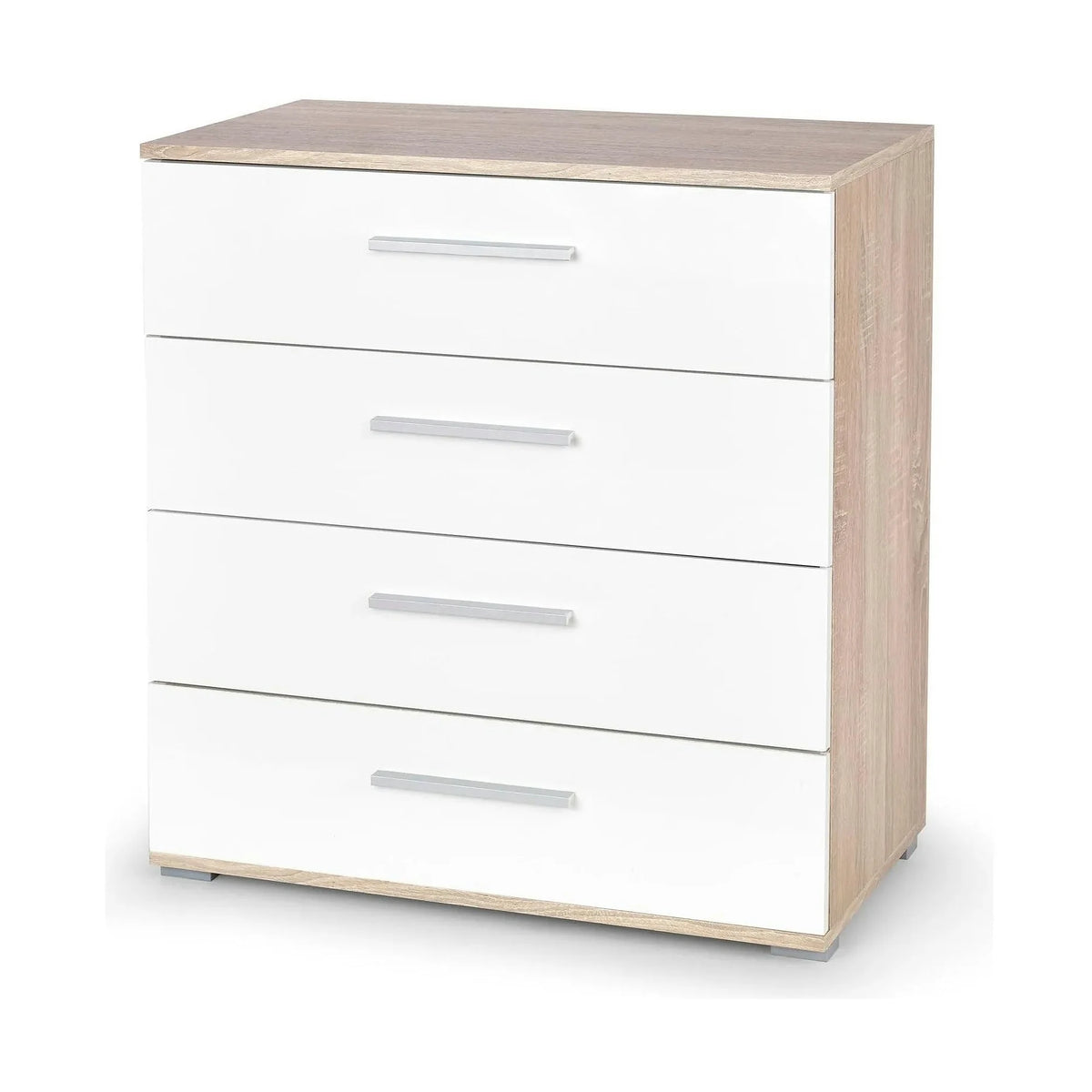 Comoda LIMA KM3, alb/stejar sonoma, PAL, 77x40x82 cm