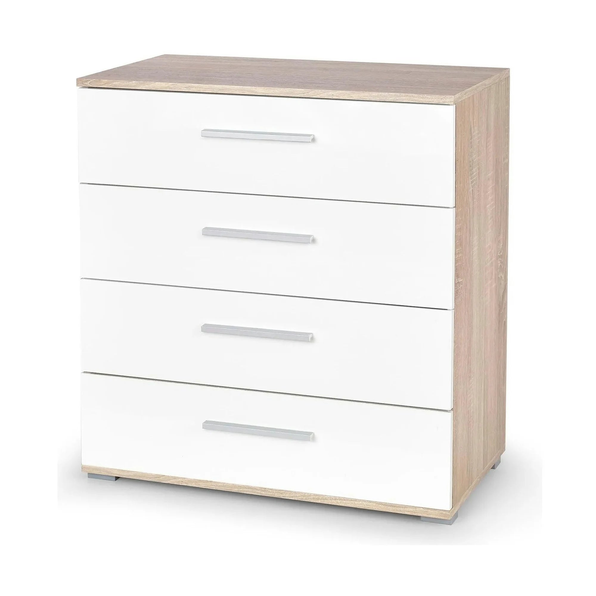Comoda LIMA KM3, alb/stejar sonoma, PAL, 77x40x82 cm
