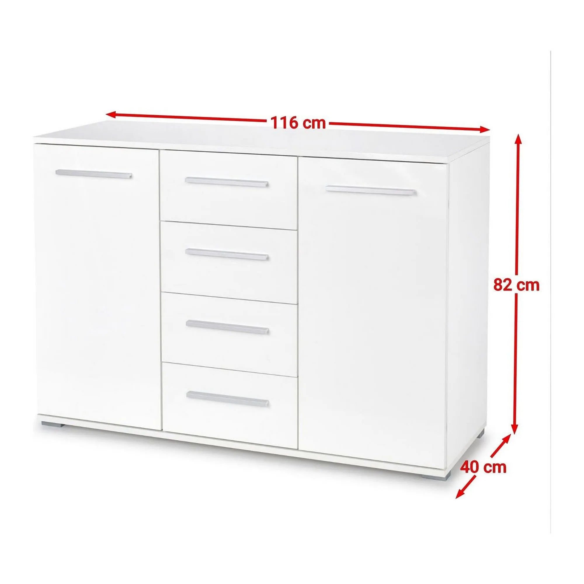 Comoda LIMA KM4, alb, PAL, 116x40x82 cm