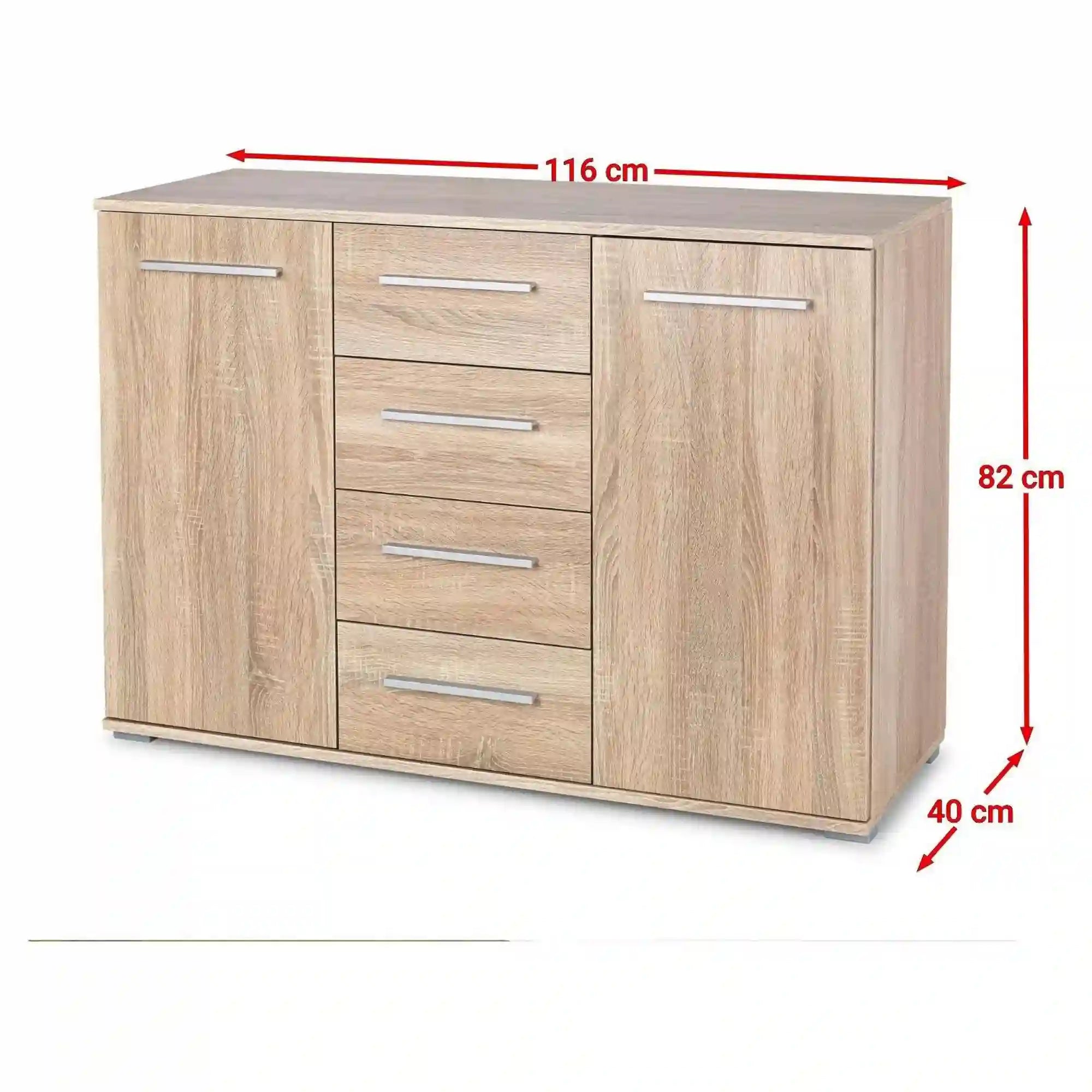 Comoda Lima KM4, stejar sonoma, PAL, 116x40x82 cm