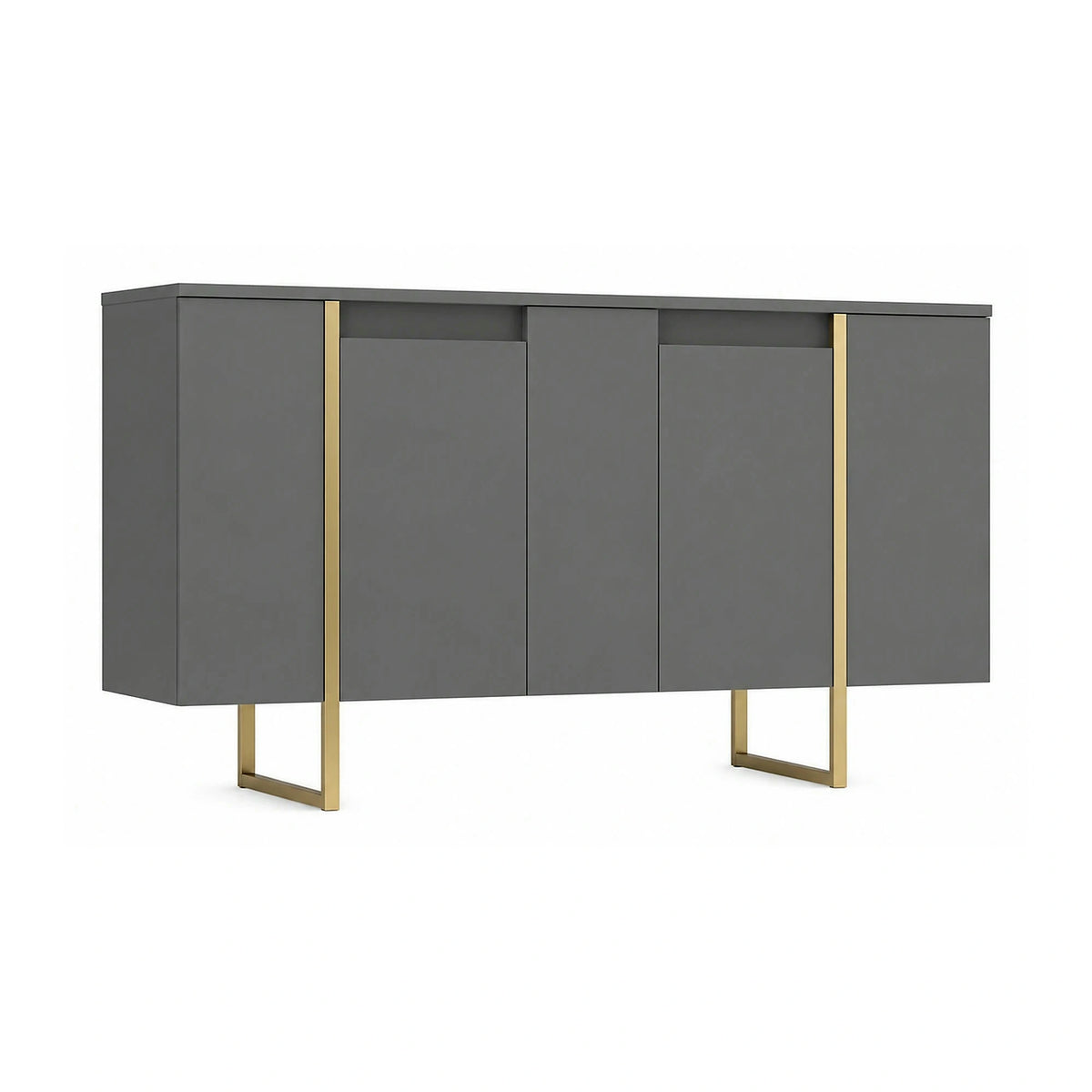 Comoda living gri LUXE, PAL melaminat/metal, 160x35x80 cm