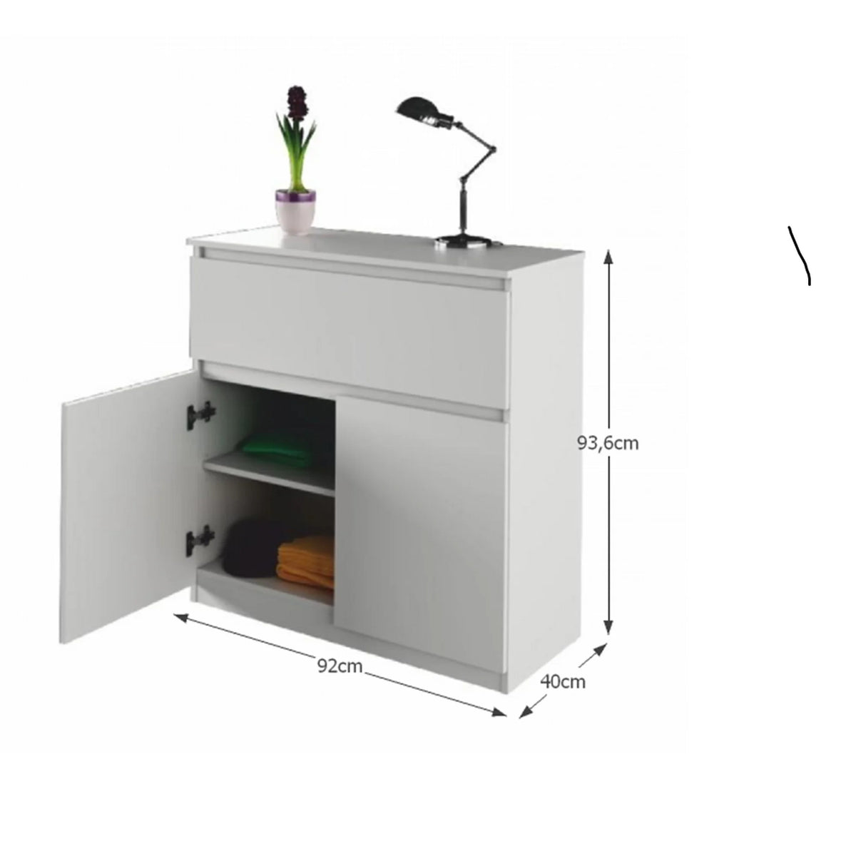 Comoda LOGAN NEW 03, alb, DTD laminat, 92x40x94 cm