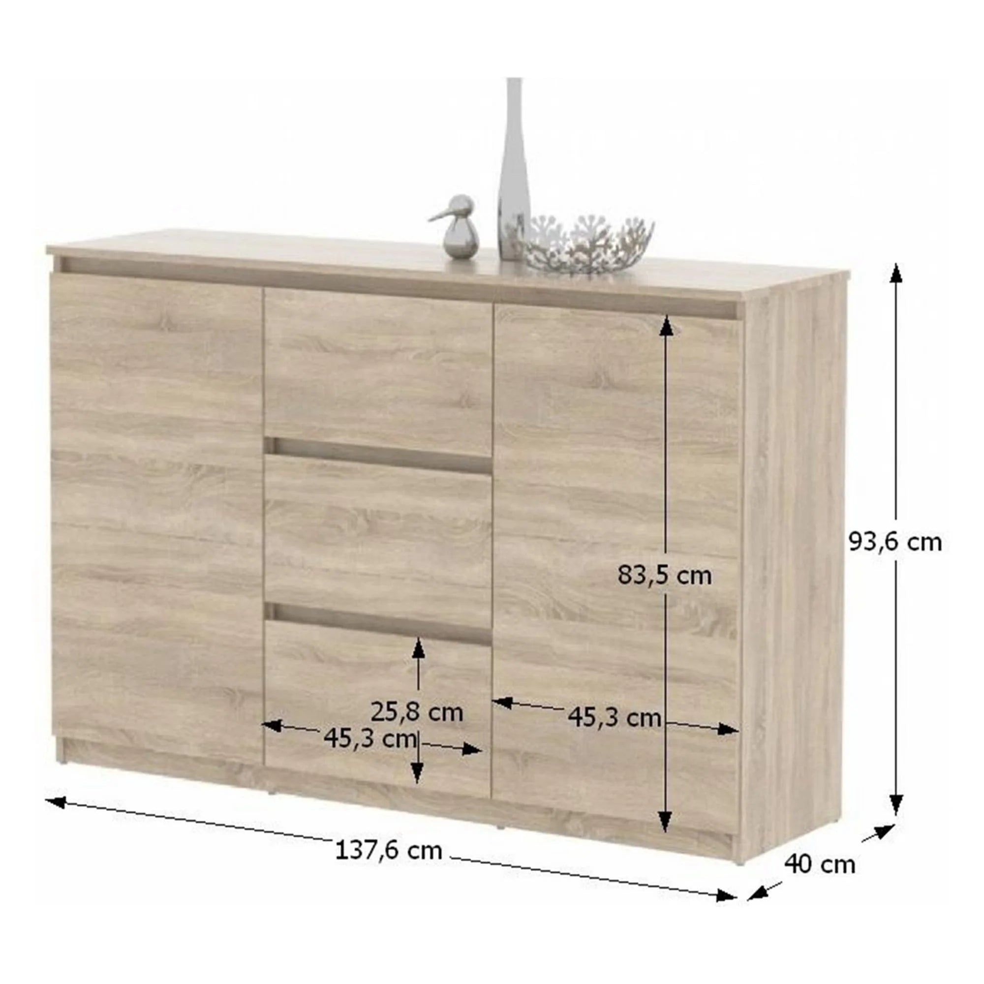 Comoda LOGAN NEW 04, stejar sonoma, DTD laminat, 138x40x94 cm