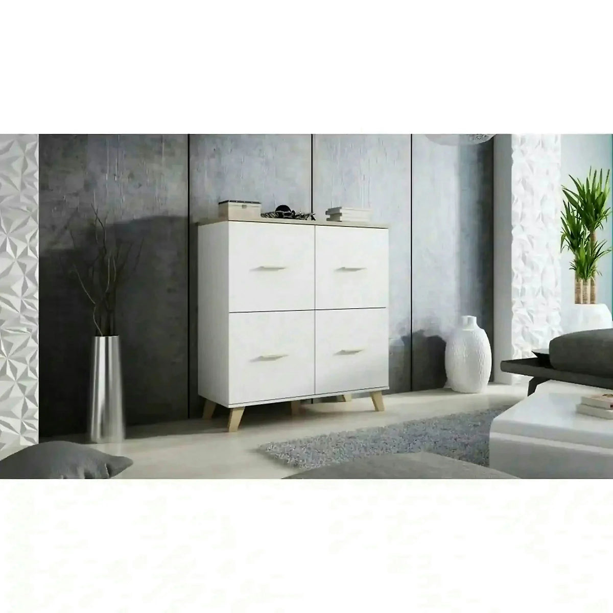 Comoda Lotta, alb, PAL, 110x45x119 cm