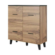Comoda LOTTA, stejar wotan/negru, PAL, cu 4 usi, 110x45x119 cm