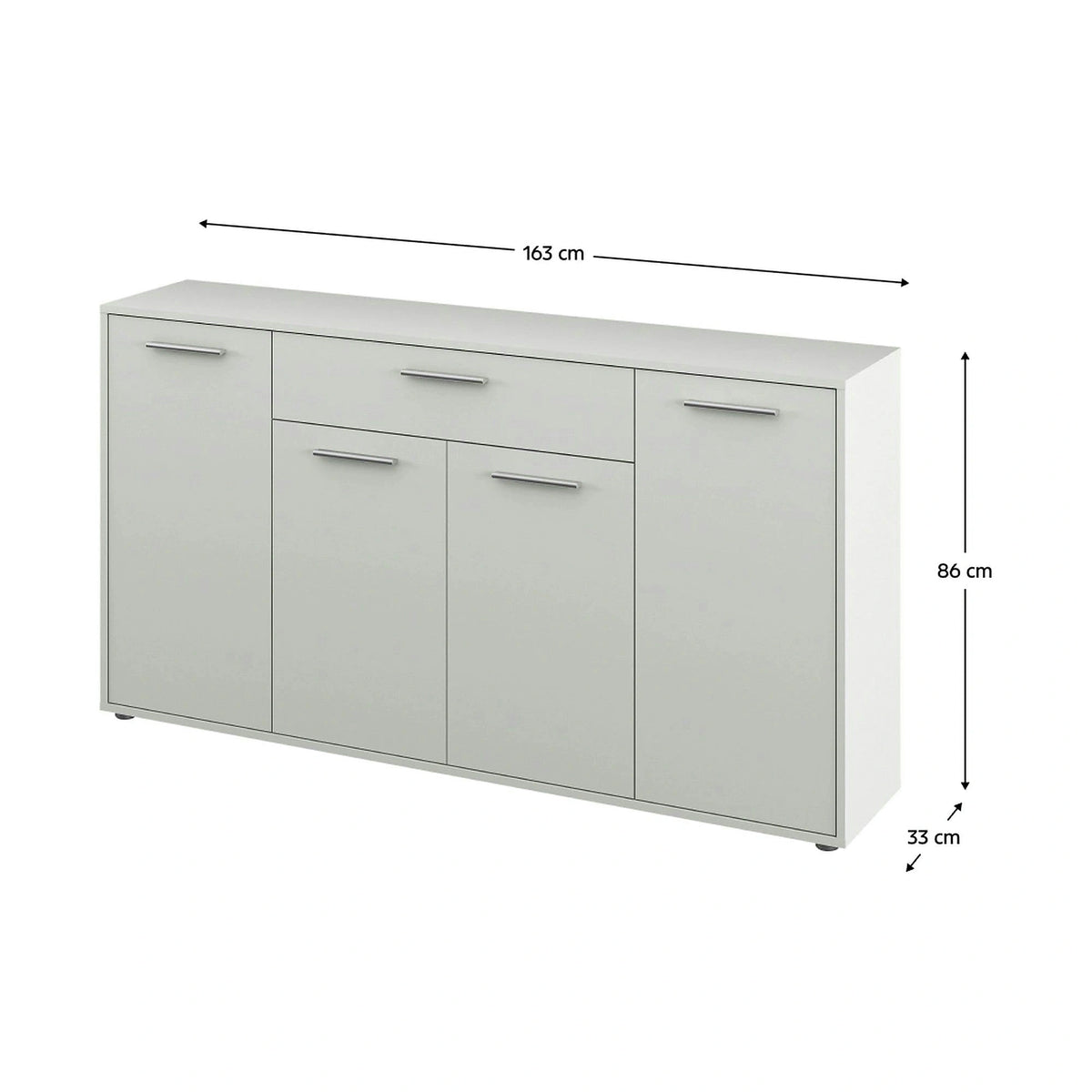 Comoda LUNIA, alb, 163x33x86 cm