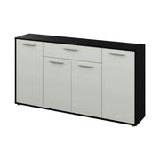 Comoda LUNIA, alb/negru/crom, 163x33x86 cm