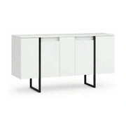 Comoda Luxe, alb/negru, PAL melaminat/metal, 160x35x80 cm