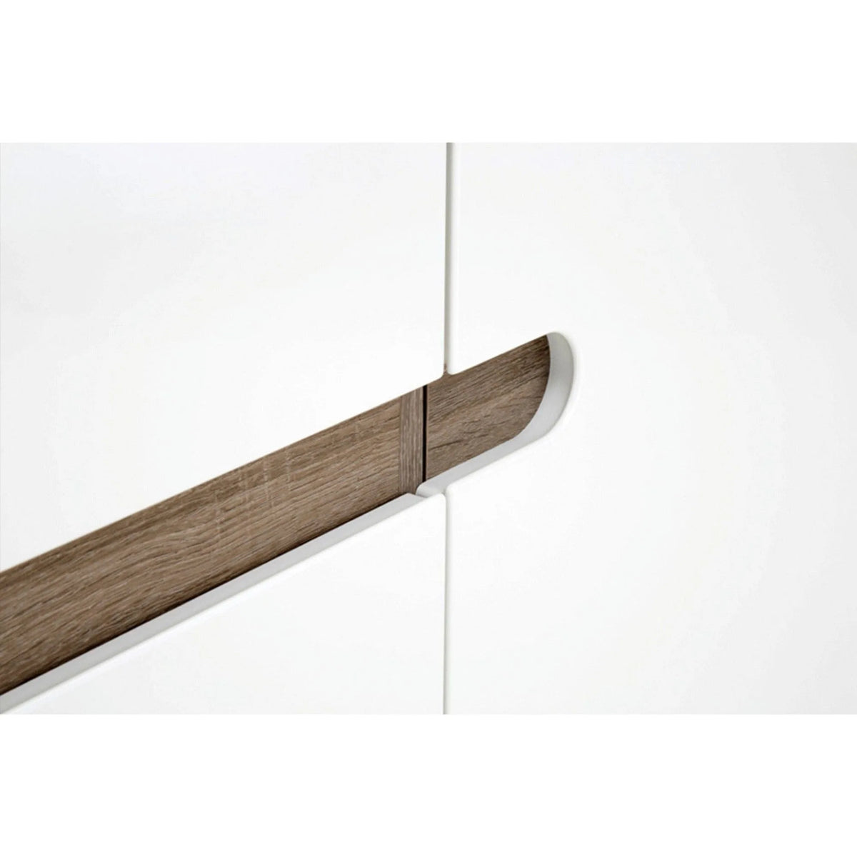 Comoda LYNATET TYP 40, PAL laminat, alb lucios/stejar sonoma truflu, 164x86,5x42 cm