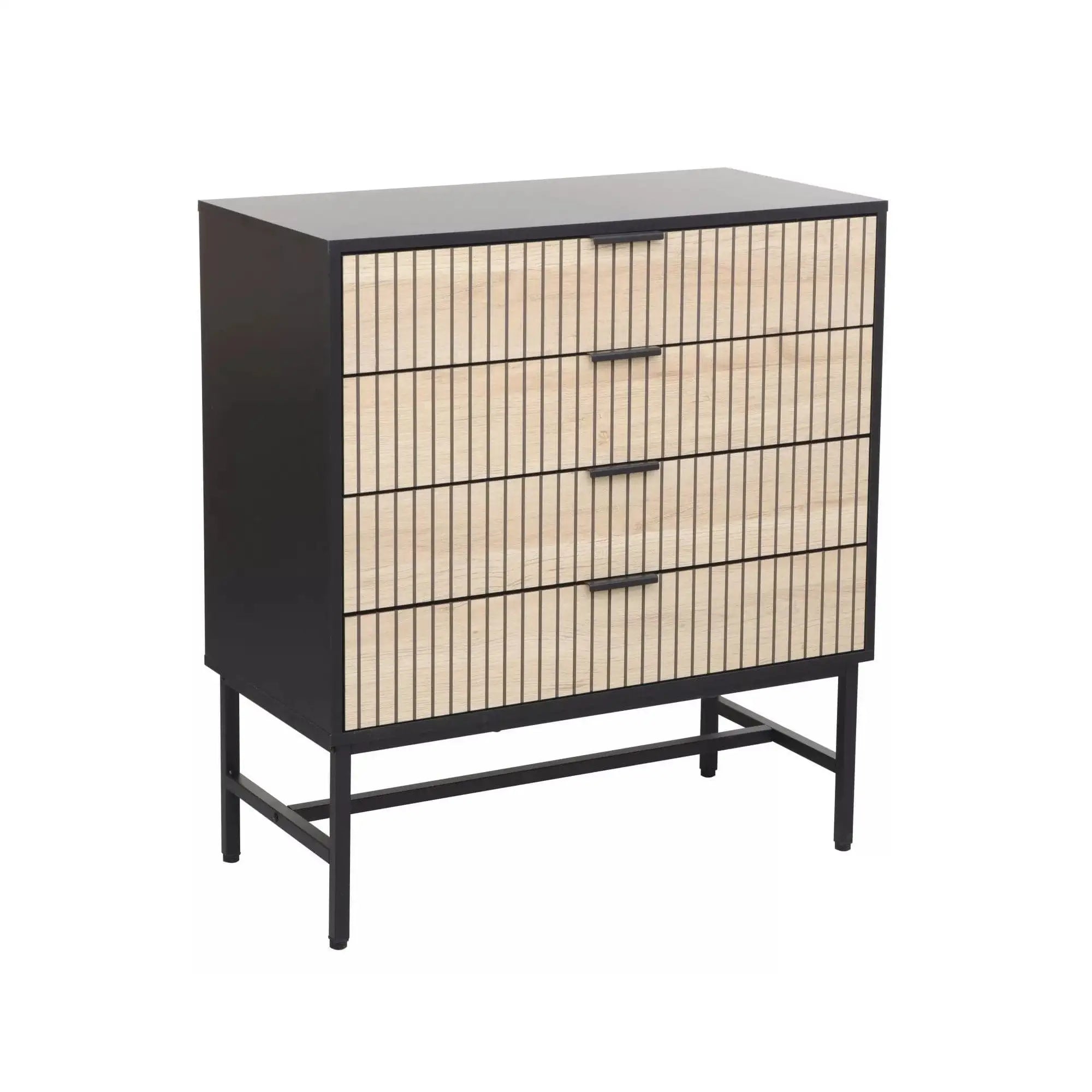 Comoda MAGO K2, negru/stejar, PAL/metal, 80x40x90 cm