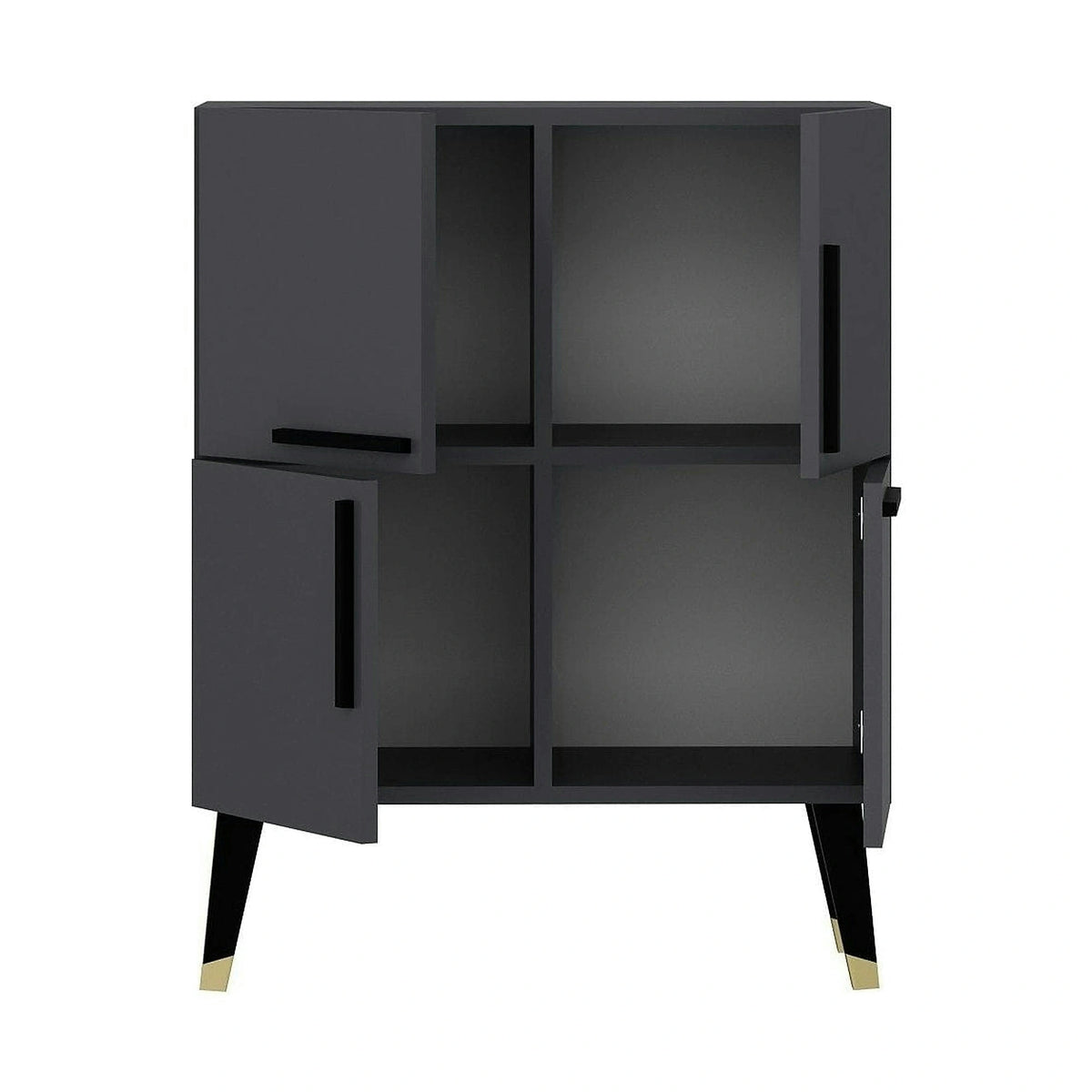Comoda MAKRO, gri antracit/auriu, PAL melaminat, 70x35x90 cm
