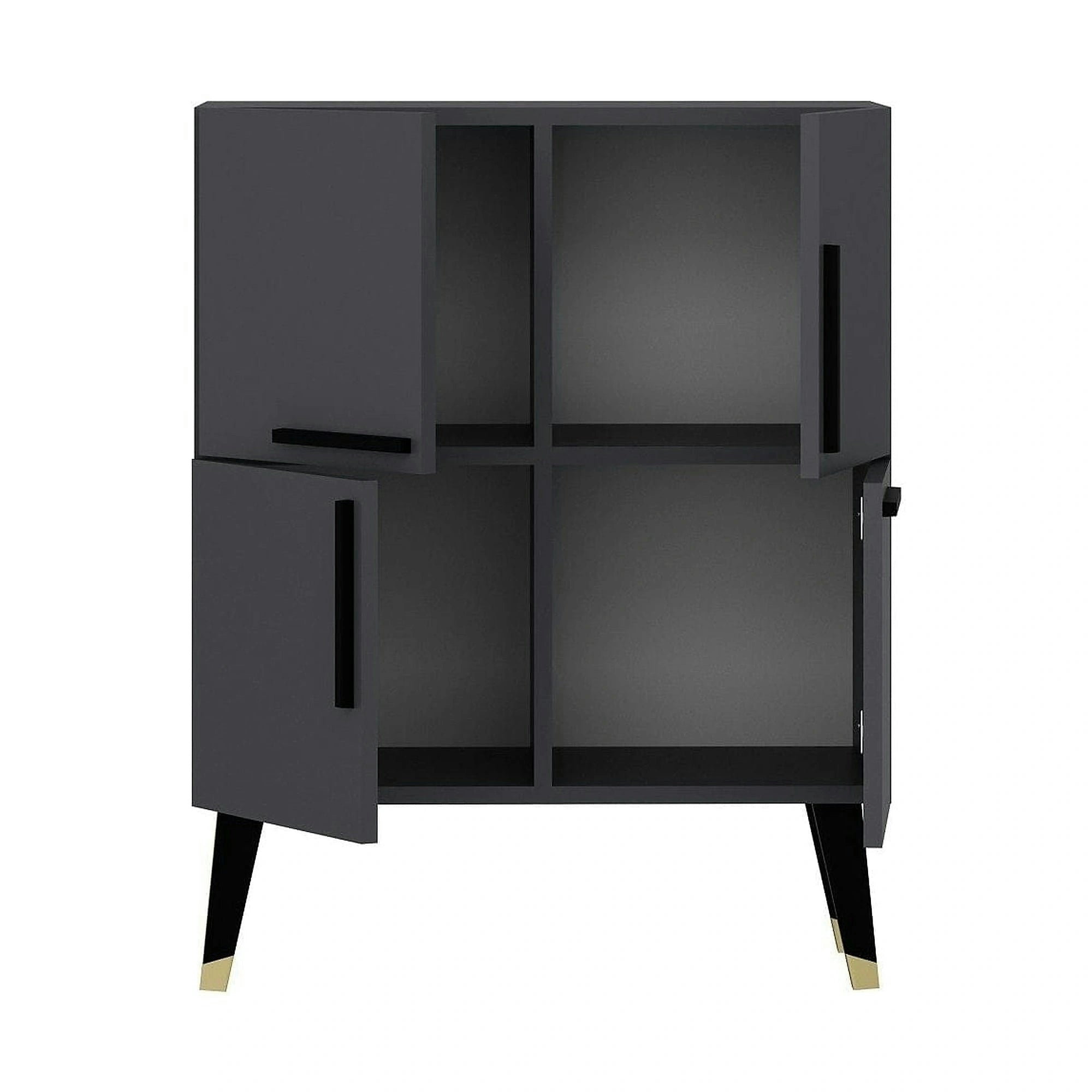 Comoda MAKRO, gri antracit/auriu, PAL melaminat, 70x35x90 cm