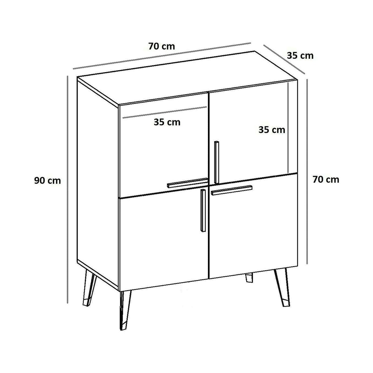 Comoda MAKRO, gri antracit/auriu, PAL melaminat, 70x35x90 cm