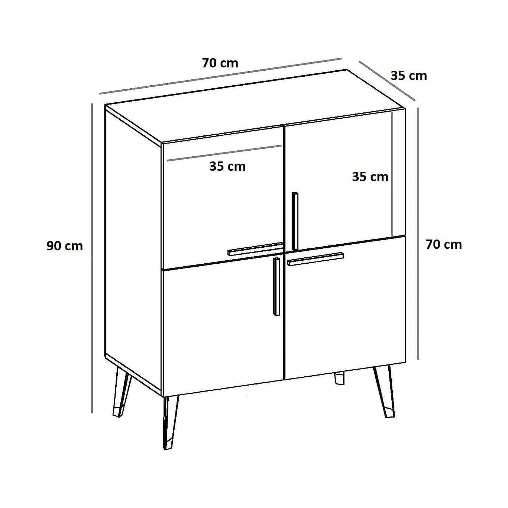 Comoda MAKRO, gri antracit/auriu, PAL melaminat, 70x35x90 cm