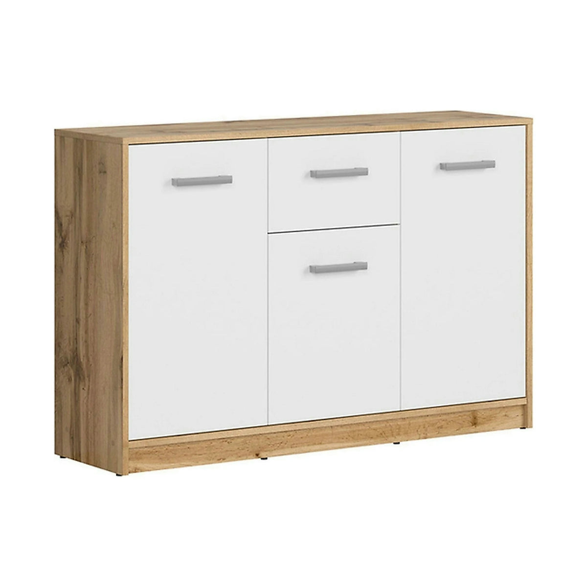 Comoda Matos, stejar wotan/alb, PAL, 119x34x79 cm
