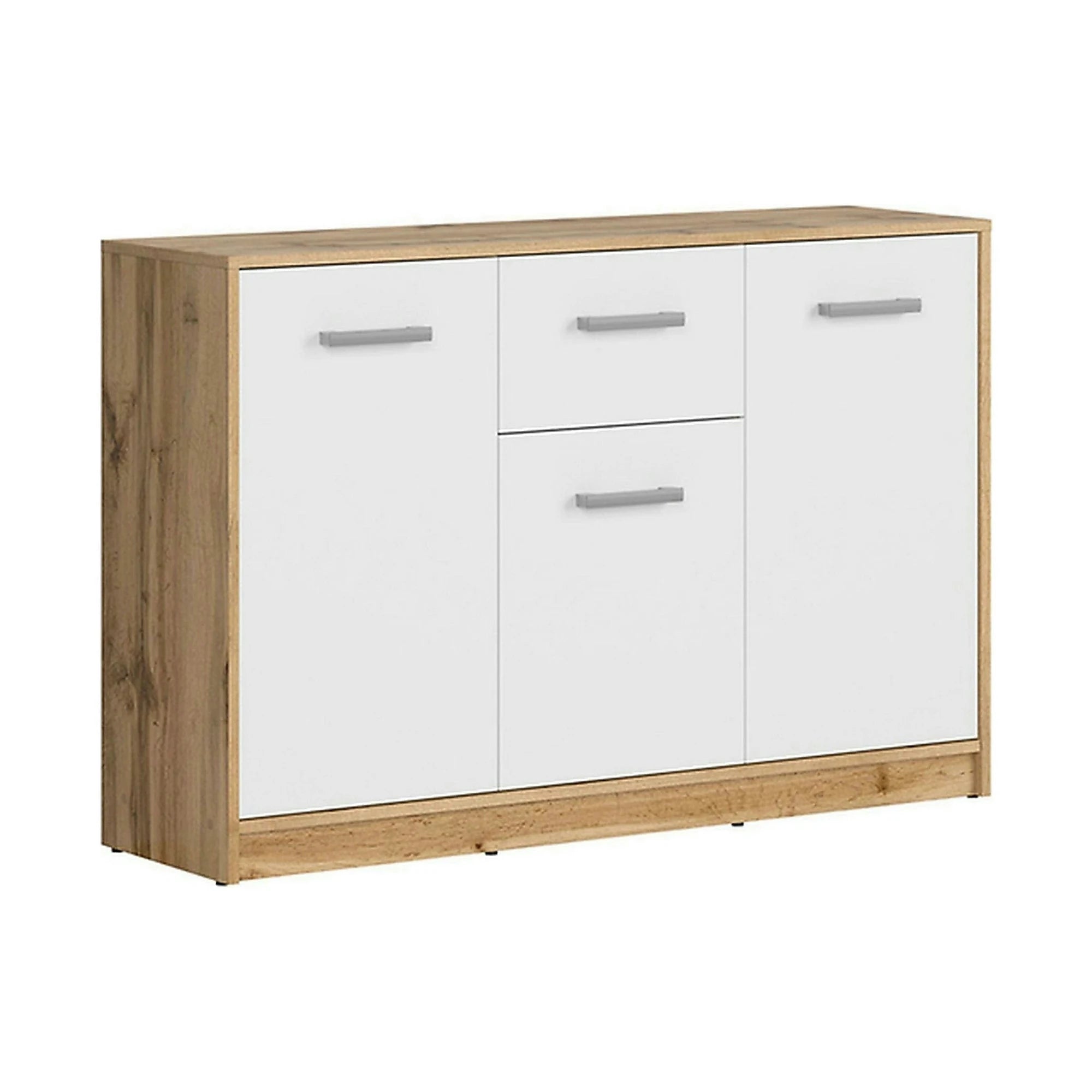 Comoda Matos, stejar wotan/alb, PAL, 119x34x79 cm