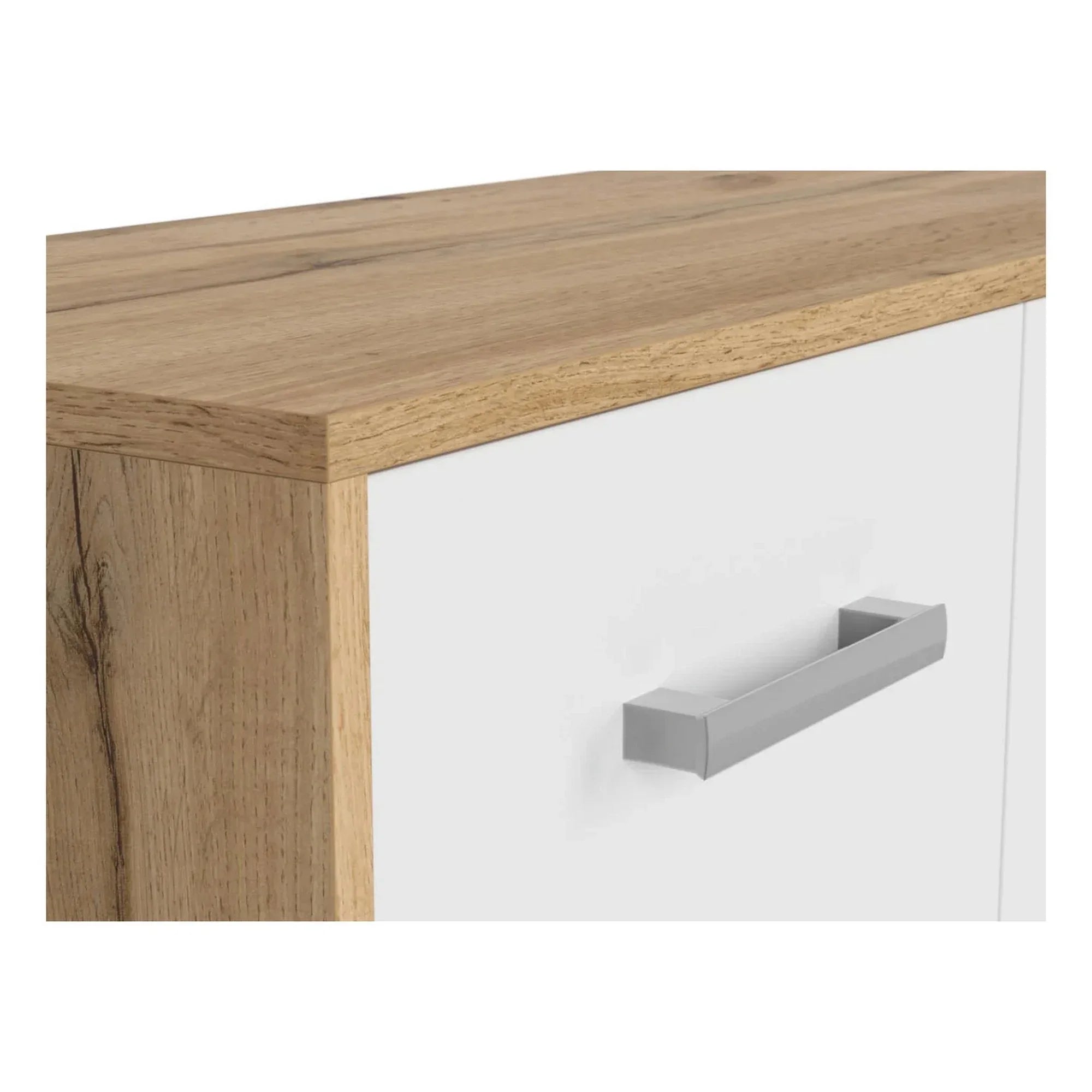 Comoda MATOS, stejar wotan/alb, PAL laminat, 80x34x79 cm