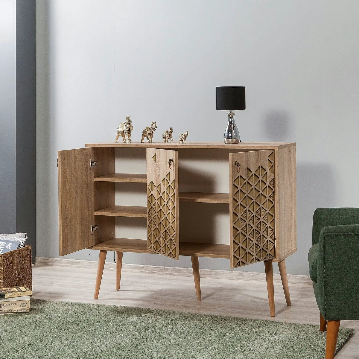 Comoda Mega-120, stejar sonoma, PAL melaminat, 120x36x90 cm