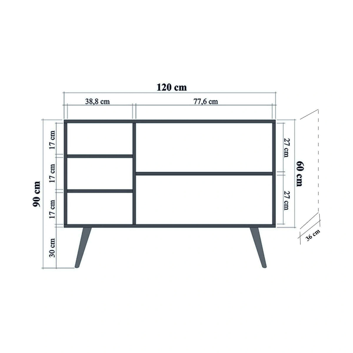 Comoda Mega-120, stejar sonoma, PAL melaminat, 120x36x90 cm