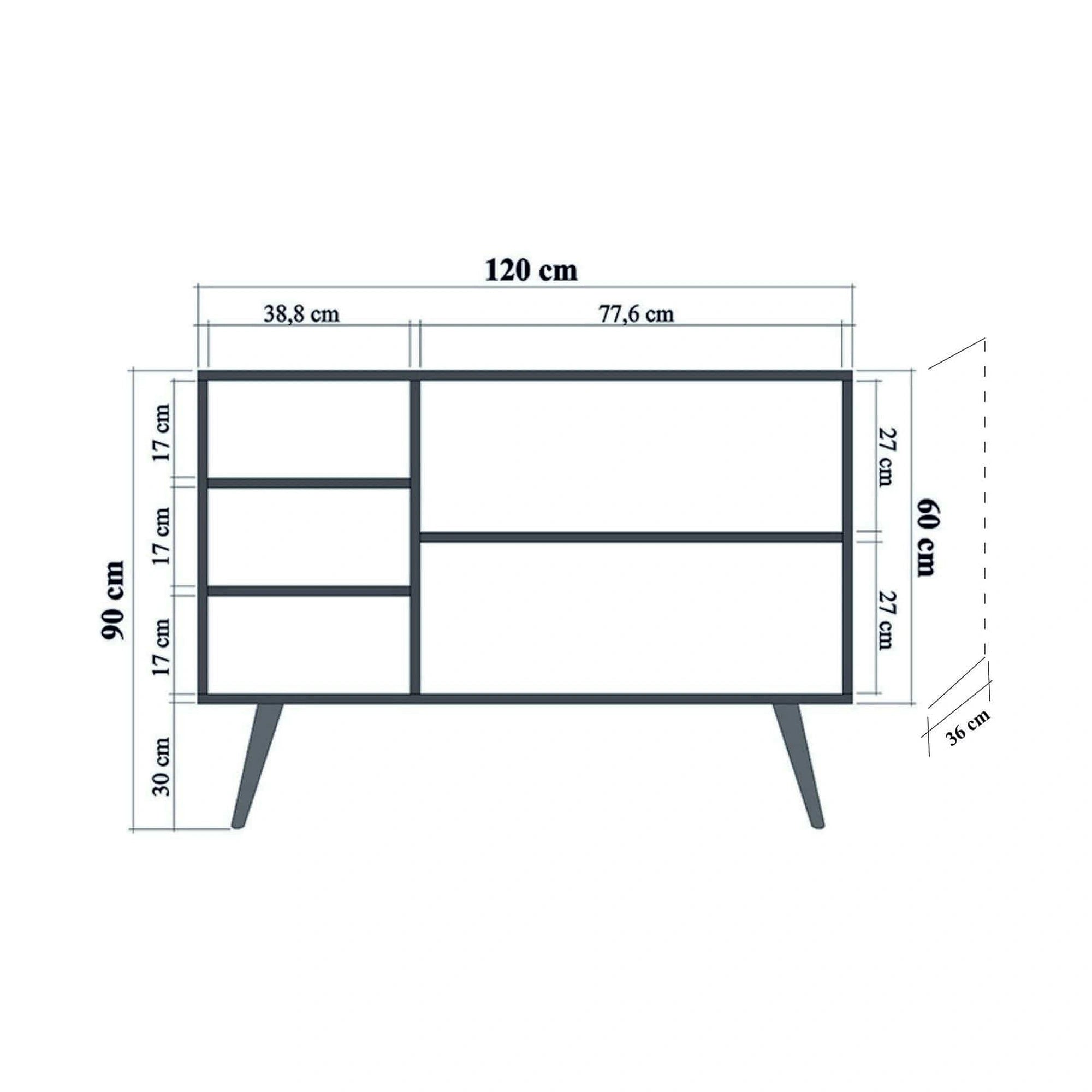 Comoda Mega-120, stejar sonoma, PAL melaminat, 120x36x90 cm