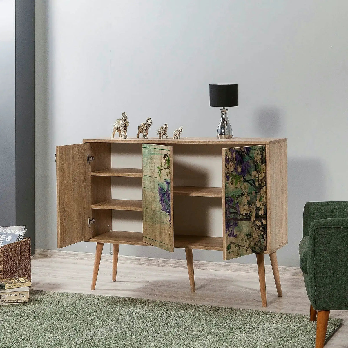 Comoda Mega - 727, stejar sonoma, PAL melaminat, 120x36x90 cm