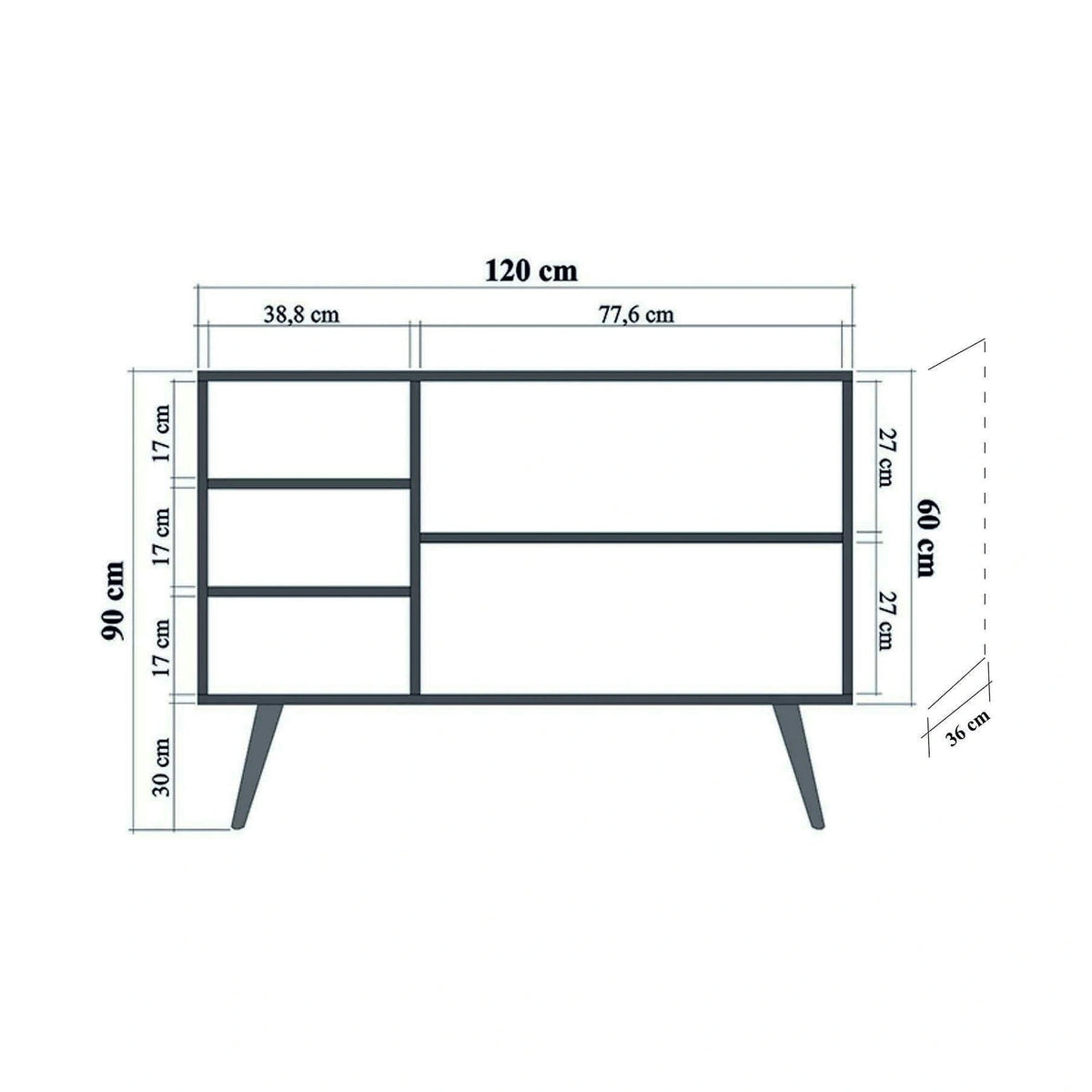 Comoda MEGA-731, stejar sonoma, PAL melaminat, 120x36x90 cm