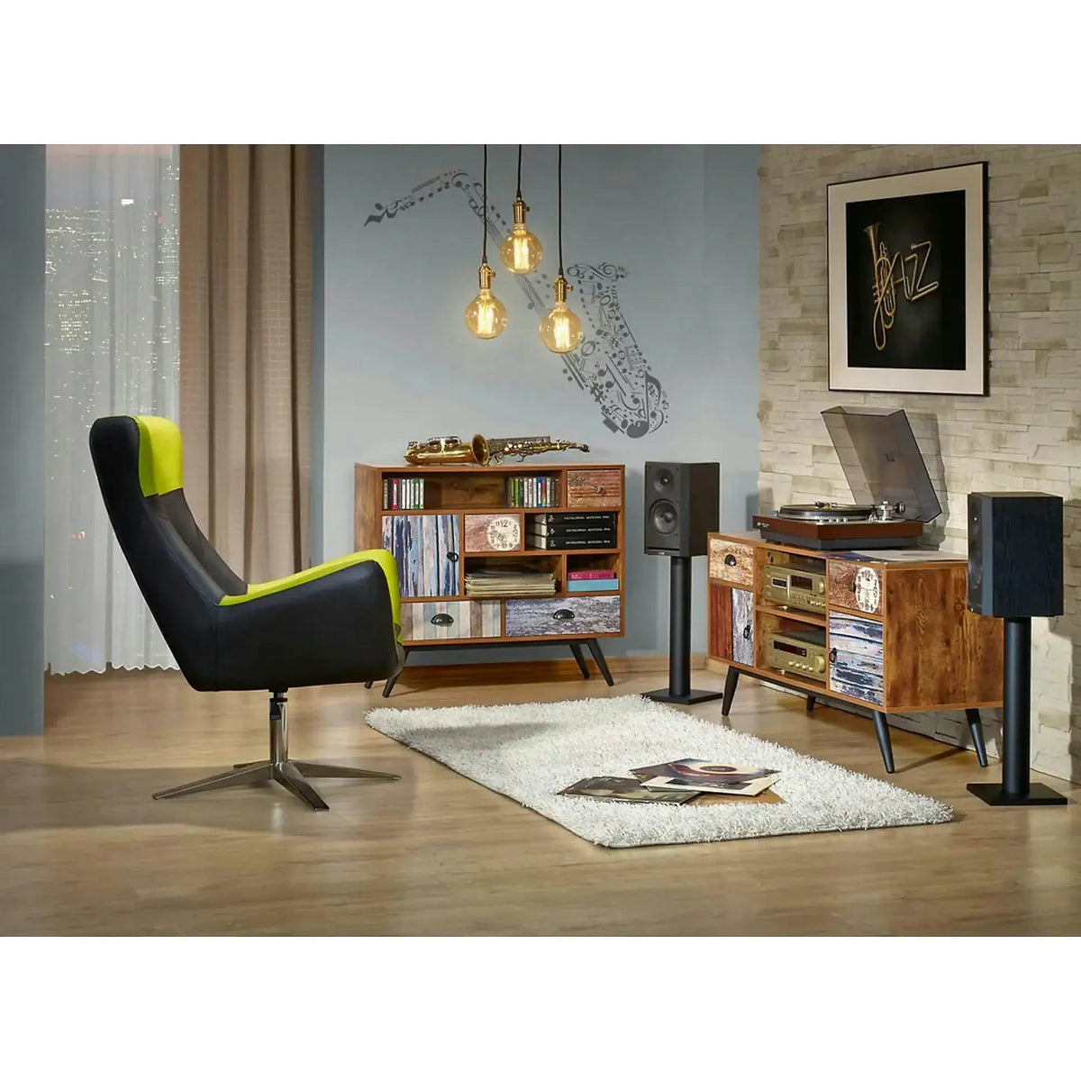 Comoda MEZO KM4, multicolor, PAL/otel, 100x29x140 cm