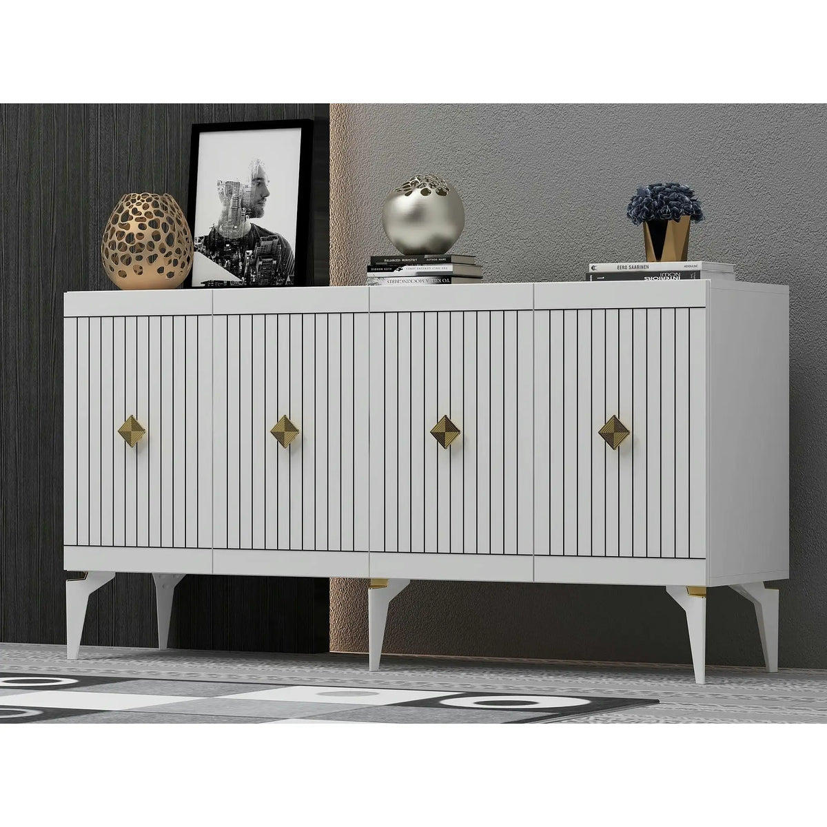 Comoda MIDAS, alb, PAL melaminat, 150x40x79 cm