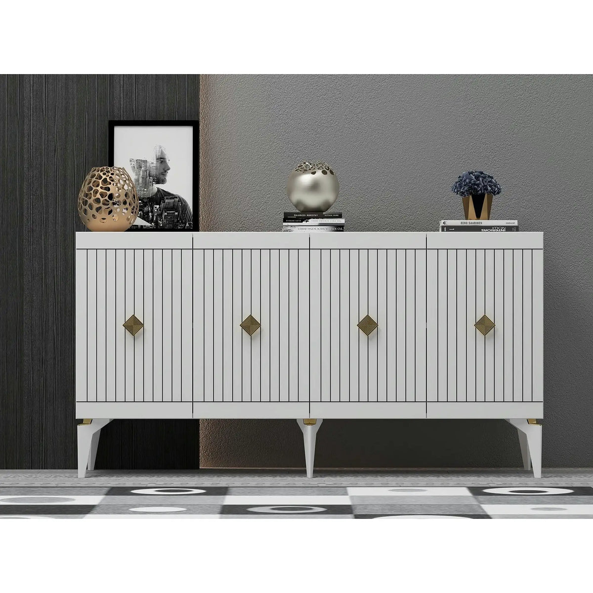 Comoda MIDAS, alb, PAL melaminat, 150x40x79 cm
