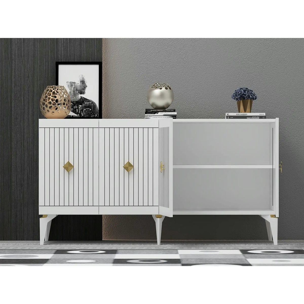 Comoda MIDAS, alb, PAL melaminat, 150x40x79 cm
