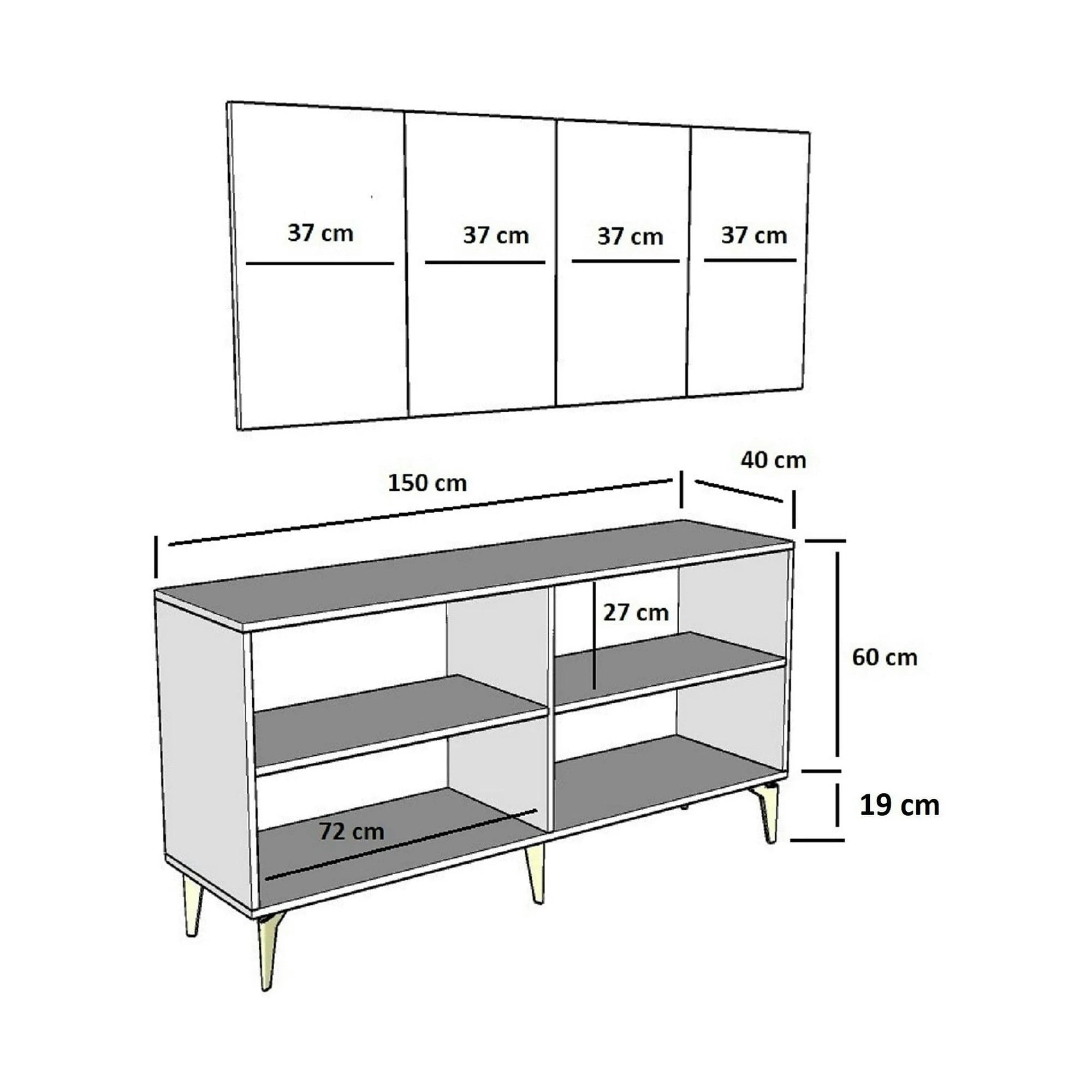 Comoda MIDAS, alb, PAL melaminat, 150x40x79 cm