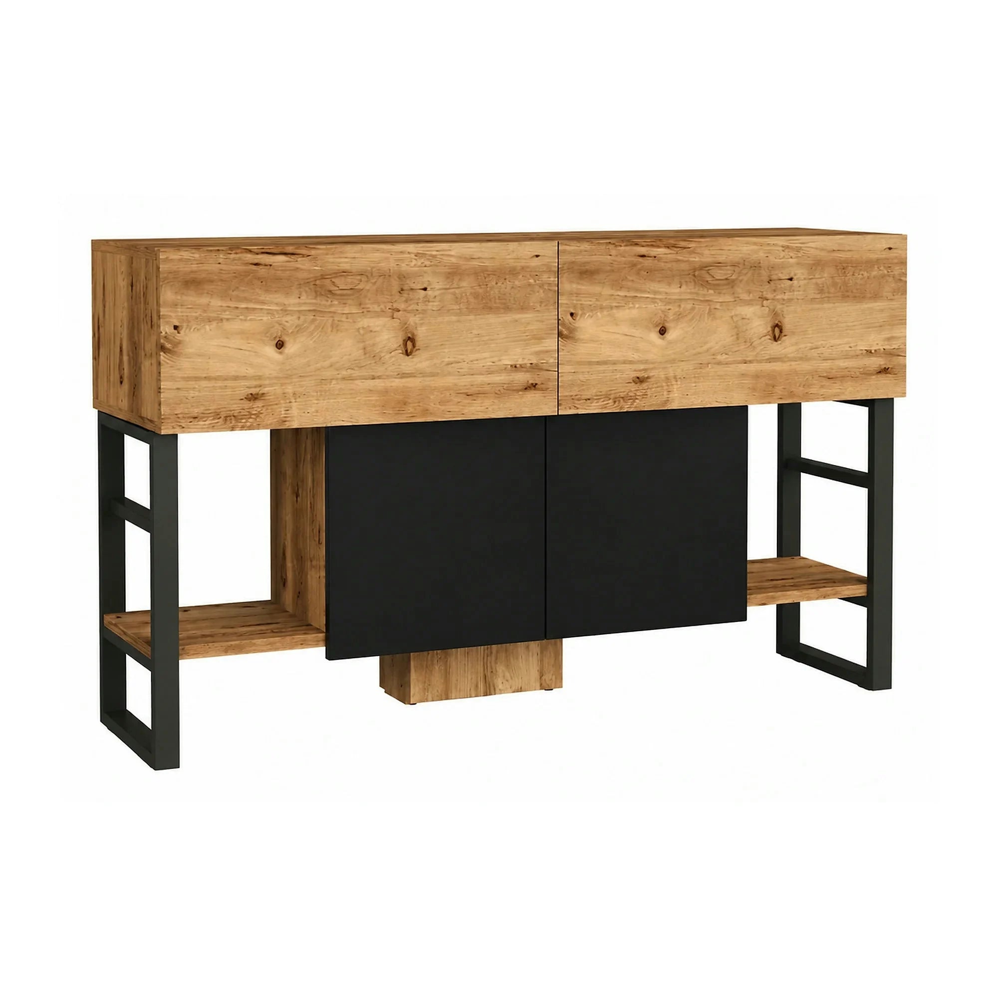 Comoda ML25 - A, pin atlantic/negru, PAL melaminat/metal, 139x43x84 cm