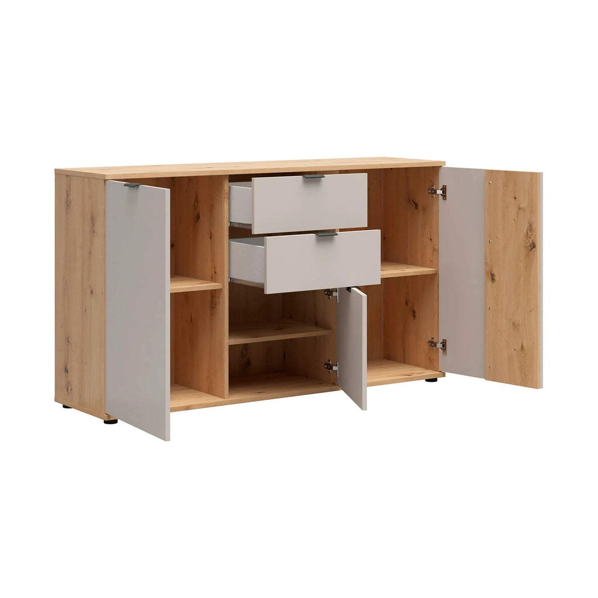 Comoda moderna dormitor BREVAS, stejar artisan/casmir, PAL, 150x40x87 cm