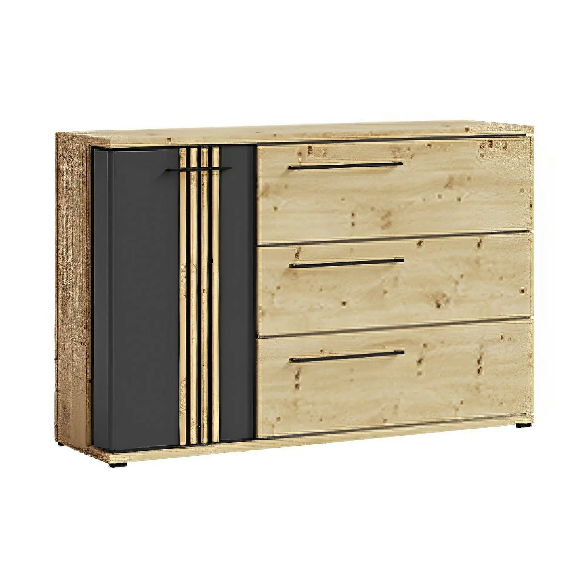 Comoda MOLTO ML12, stejar artisan/negru, PAL, 130x37x86 cm