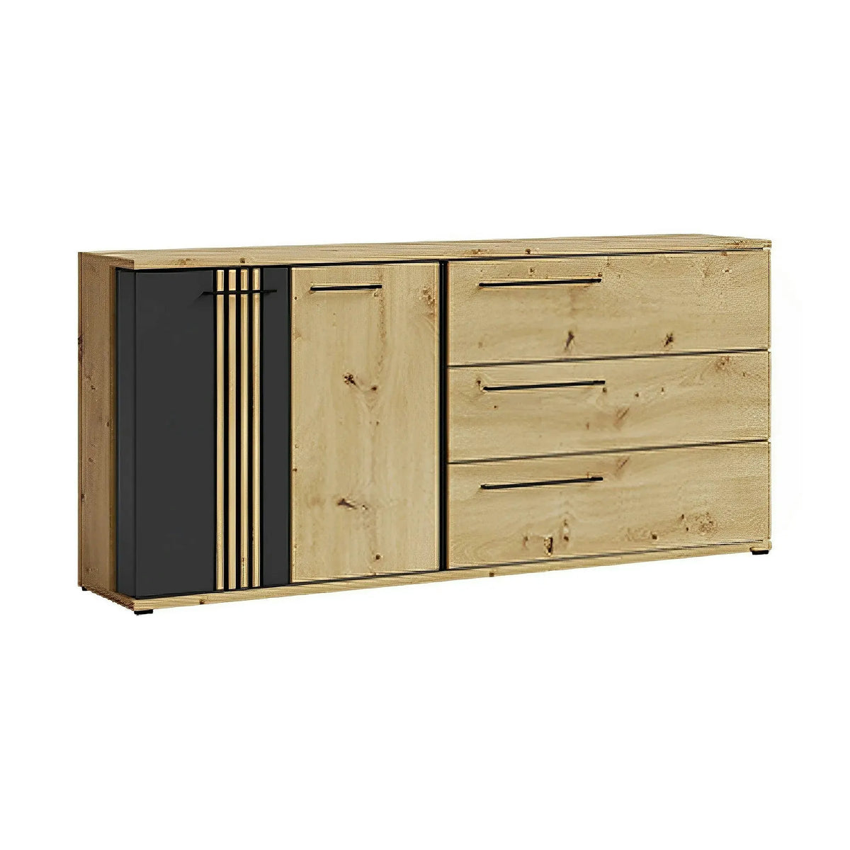 Comoda MOLTO ML13, stejar artisan/negru, PAL, 180x37x86 cm