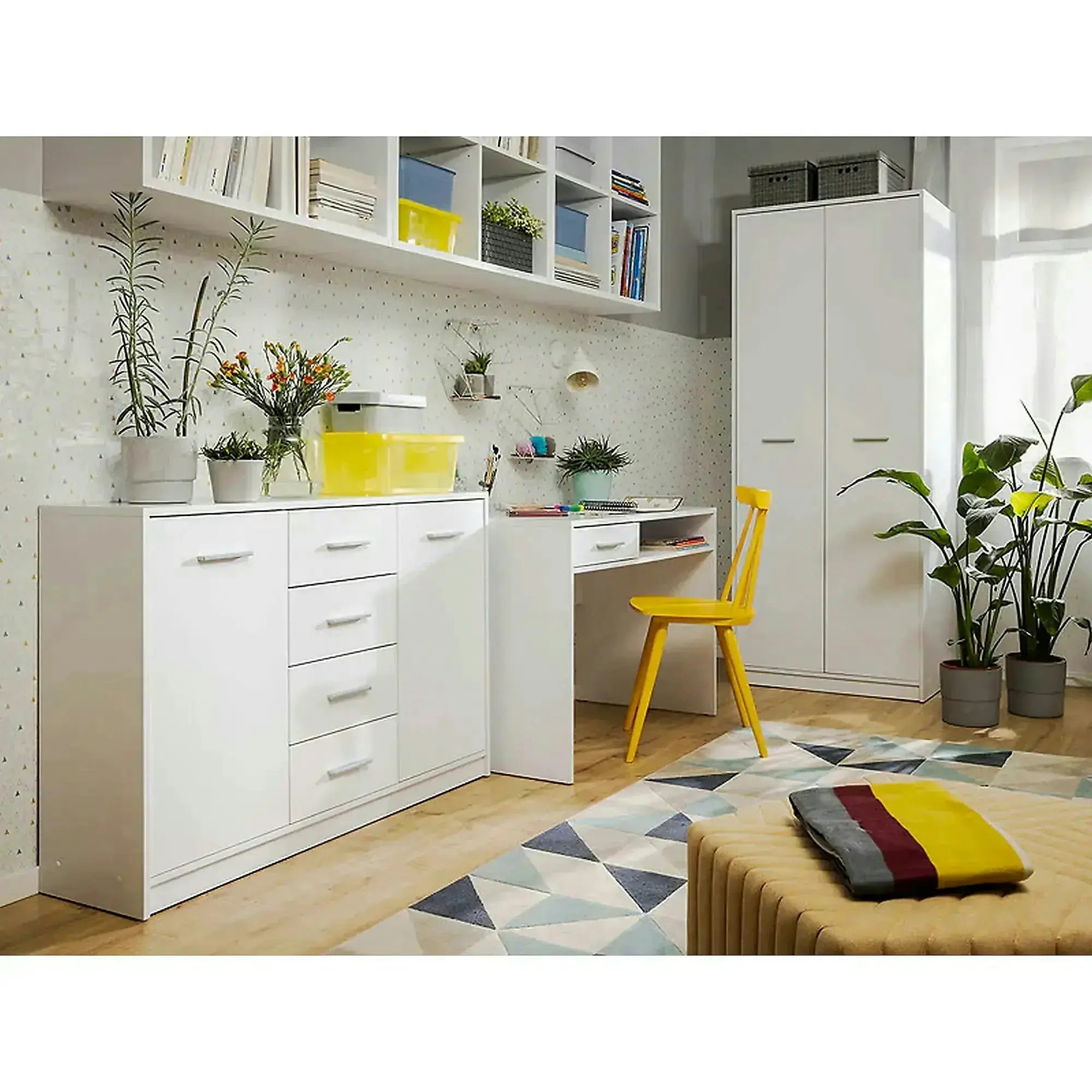 Comoda NEPO PLUS, alb, PAL laminat, 119x34x84 cm