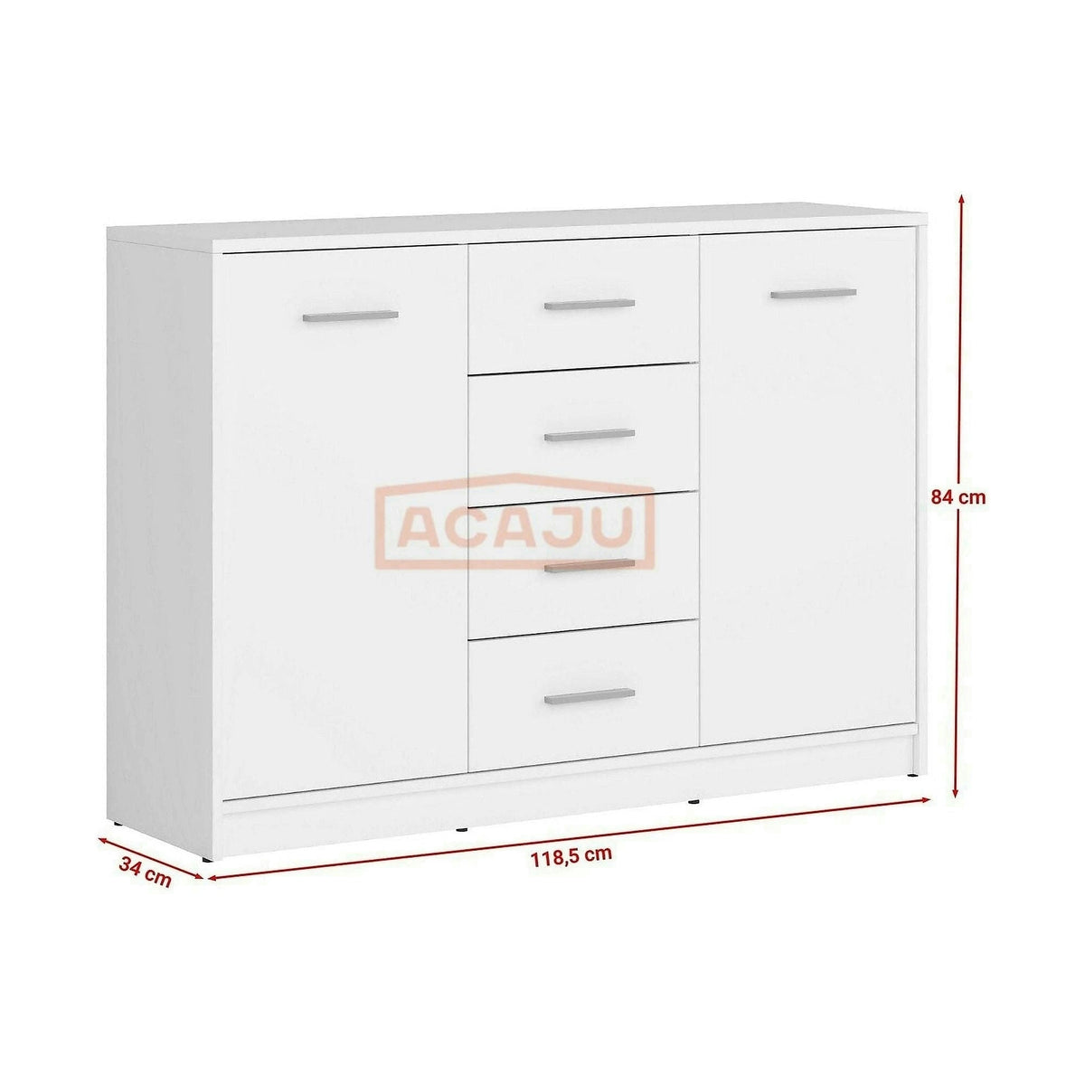 Comoda NEPO PLUS, alb, PAL laminat, 119x34x84 cm