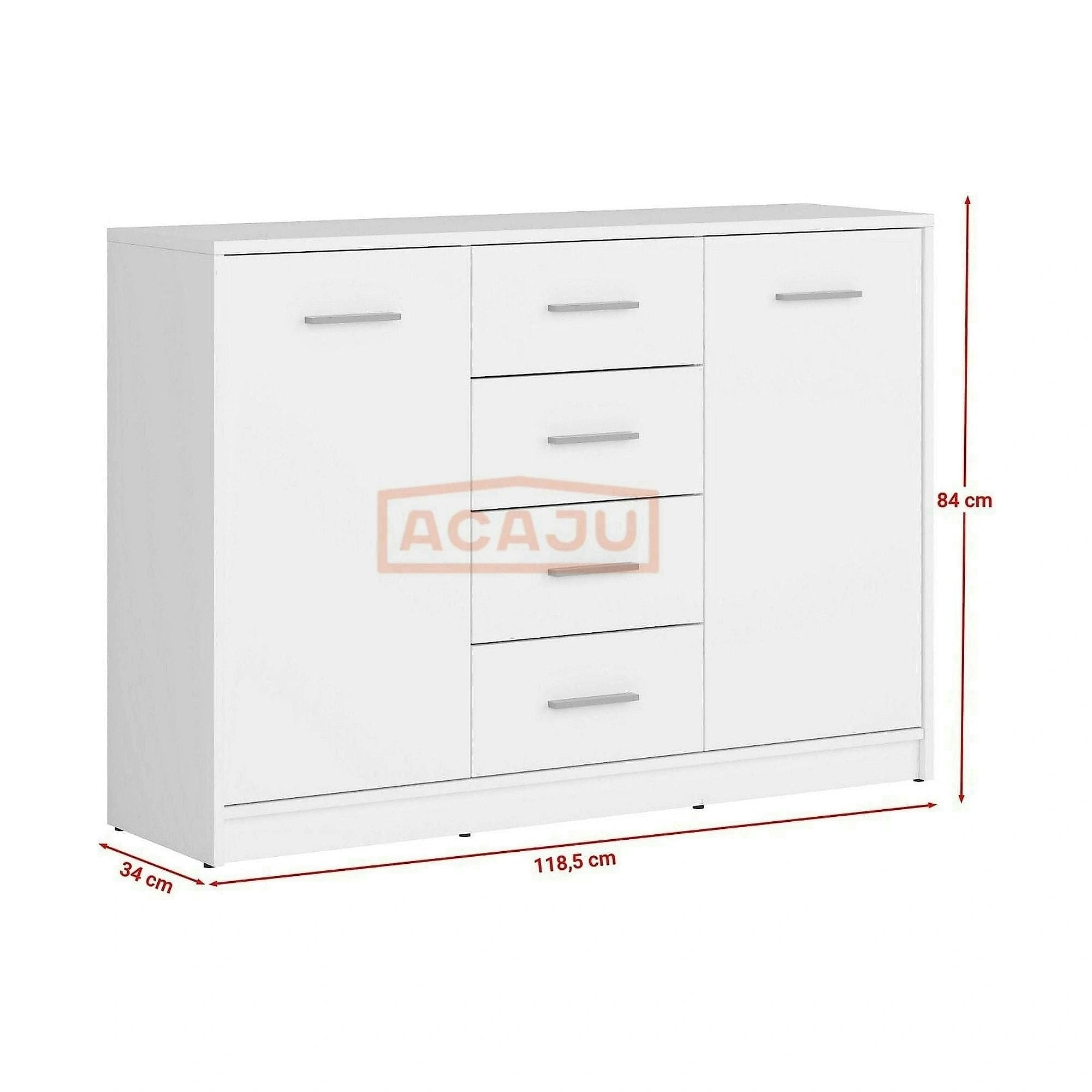 Comoda NEPO PLUS, alb, PAL laminat, 119x34x84 cm