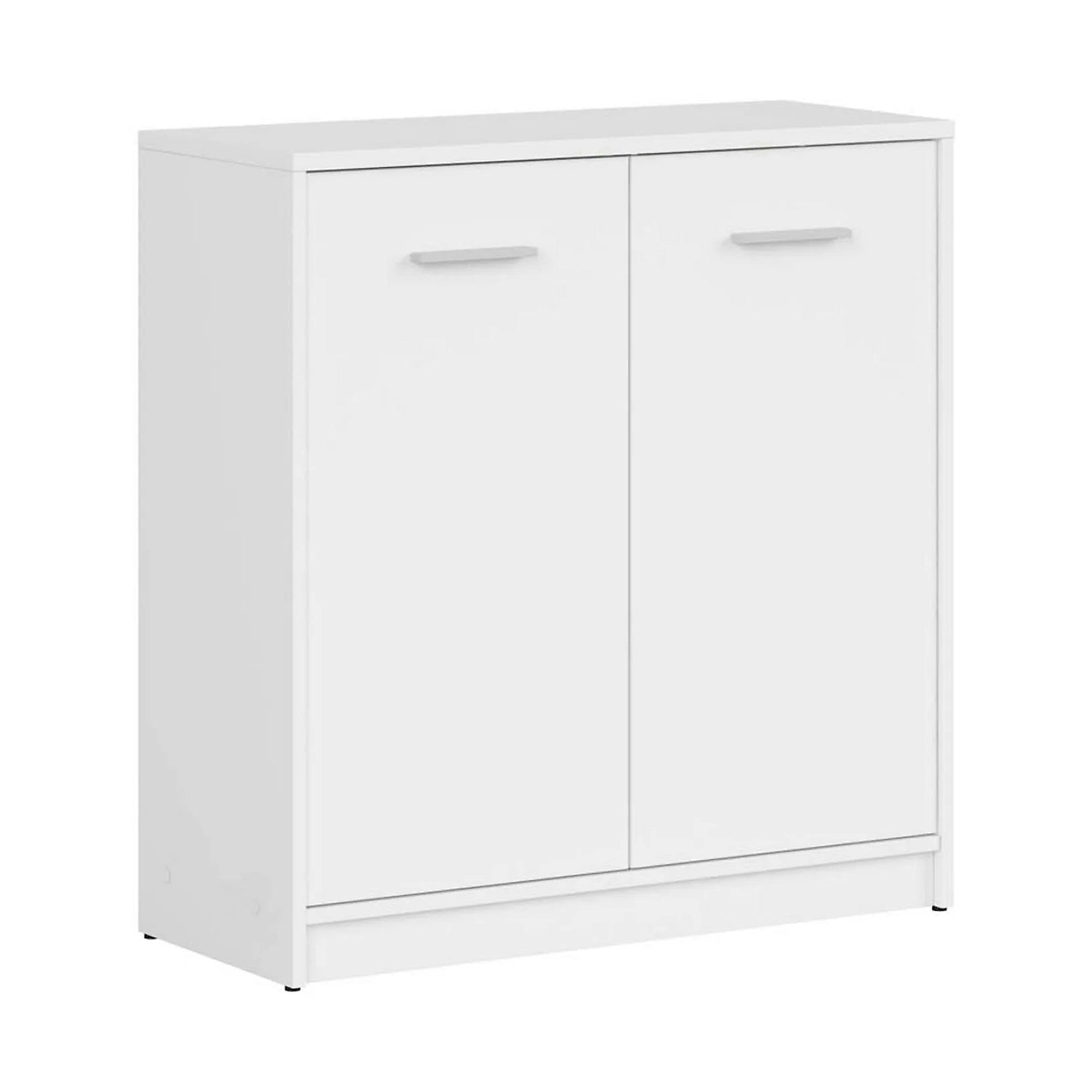 Comoda NEPO PLUS, alb, PAL laminat, cu 2 usi, 80x34x84 cm