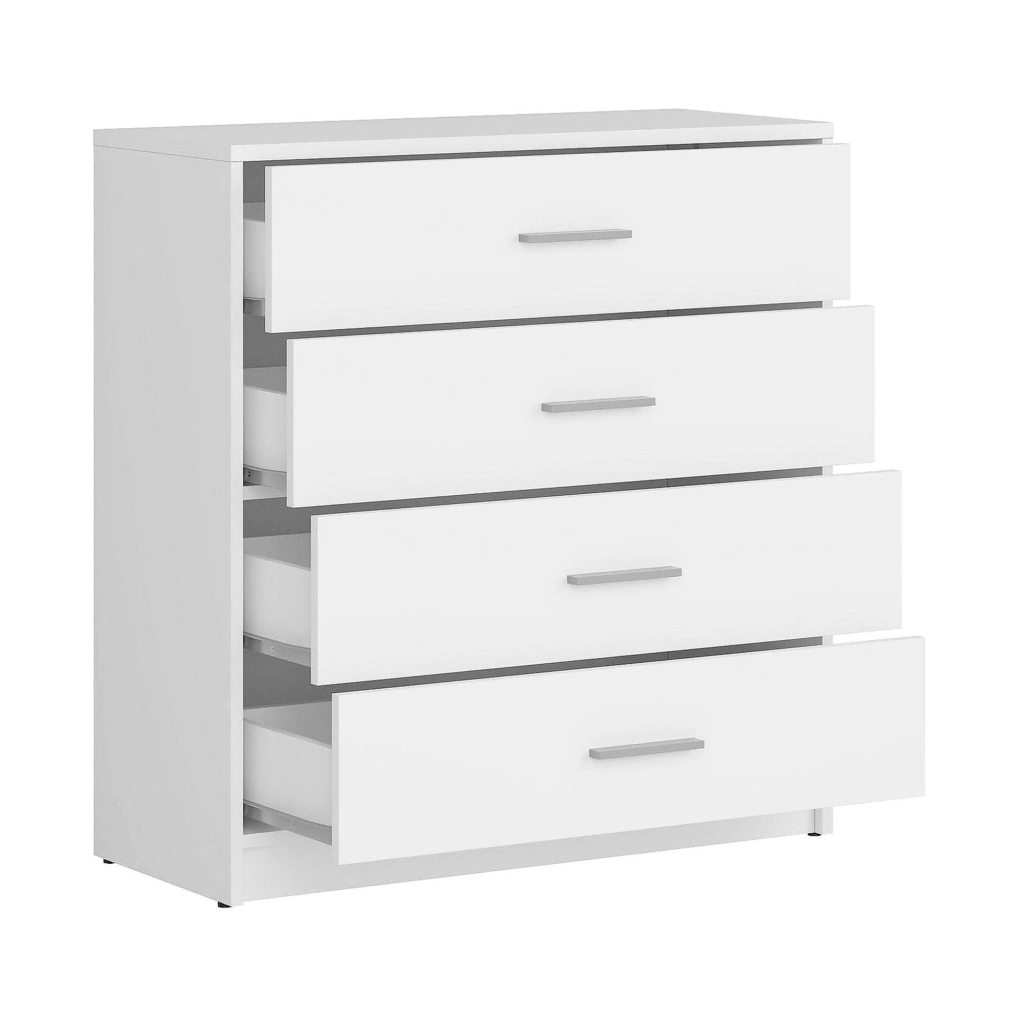 Comoda NEPO PLUS, alb, PAL laminat, cu 4 sertare, 80x34x84 cm