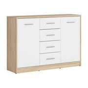 Comoda NEPO PLUS, alb/stejar sonoma, PAL laminat, 119x34x84 cm