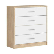 Comoda NEPO PLUS, alb/stejar sonoma, PAL laminat, 80x34x84 cm