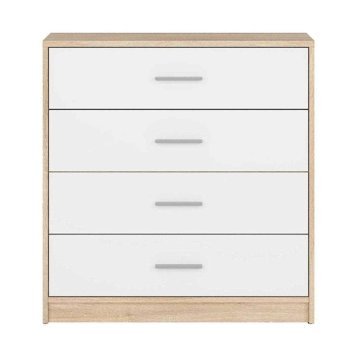 Comoda NEPO PLUS, alb/stejar sonoma, PAL laminat, 80x34x84 cm