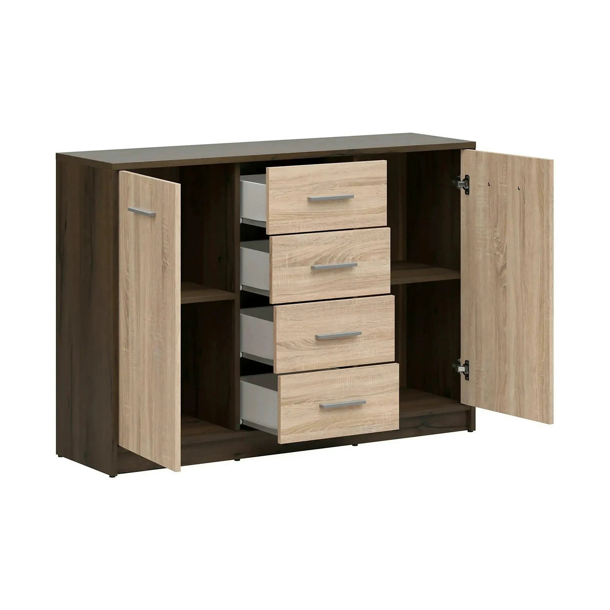Comoda NEPO PLUS, stejar nobil/stejar sonoma, PAL laminat, 119x34x84 cm