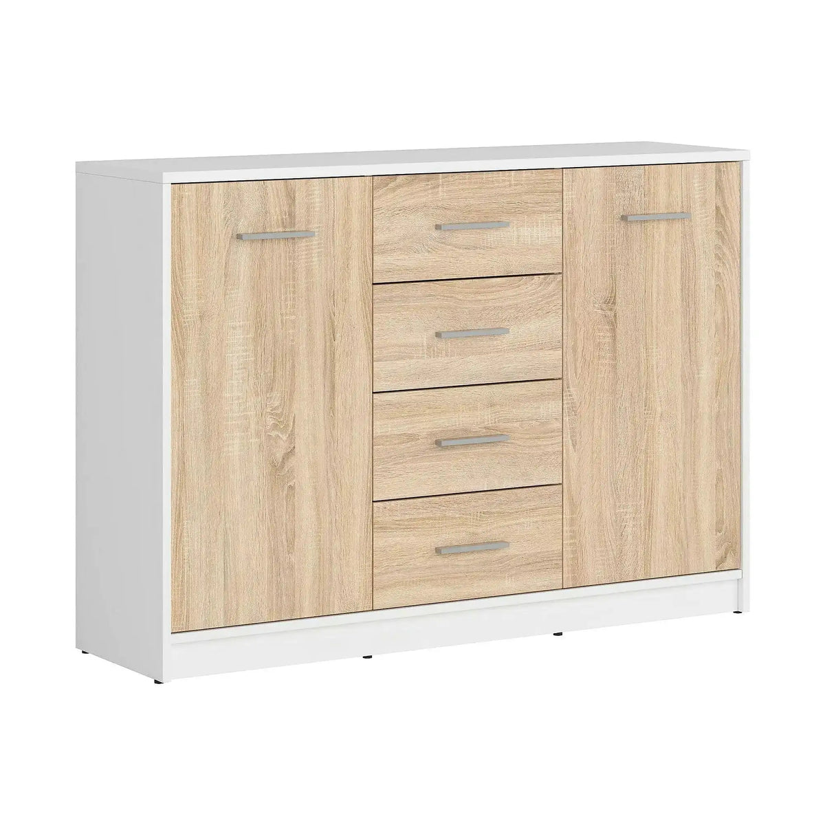 Comoda NEPO PLUS, stejar sonoma/alb, PAL, 119x34x84 cm