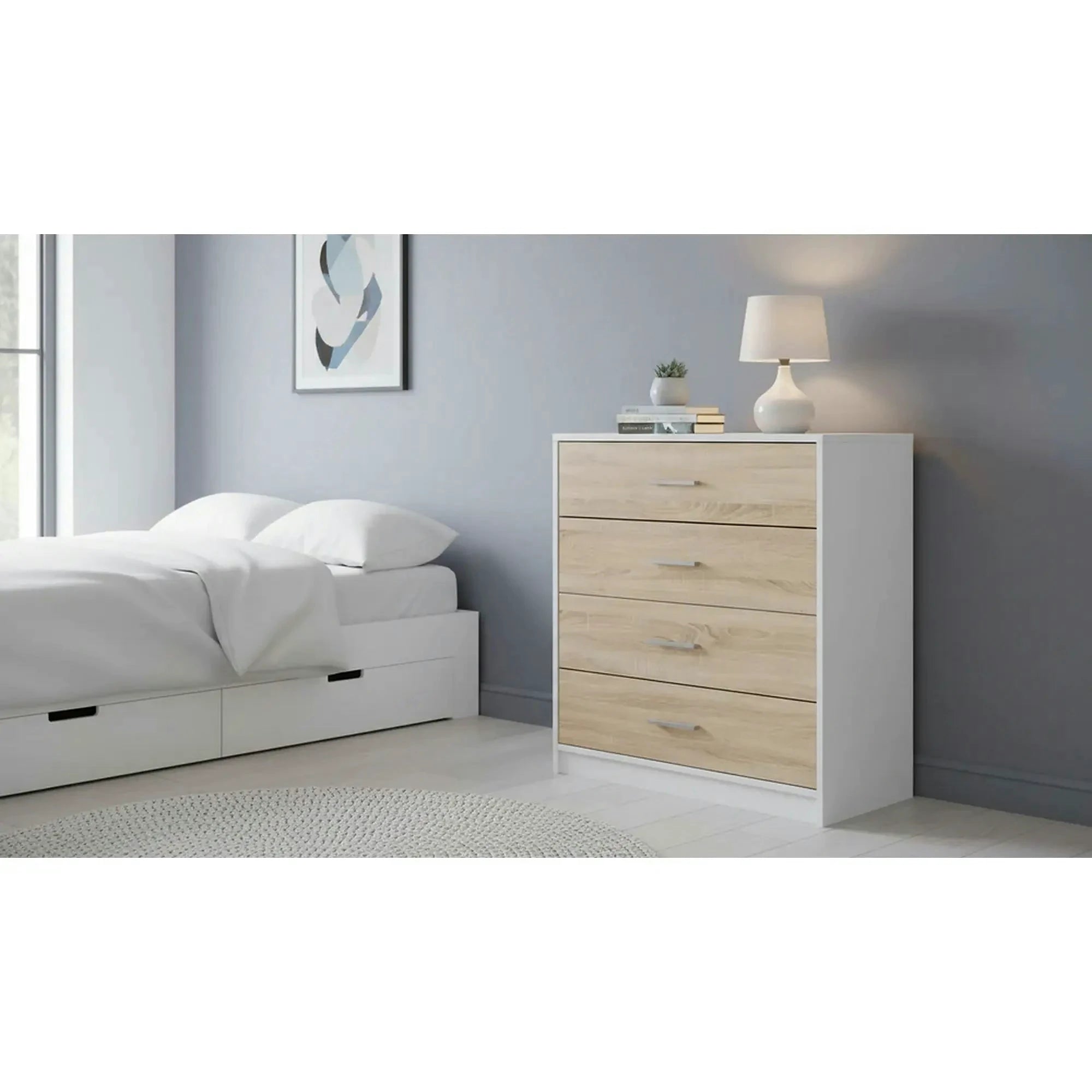 Comoda NEPO PLUS, stejar sonoma/alb, PAL, 80x34x84 cm